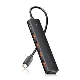 Vention Hub USB 3.2 5 en 1 con 4 puertos USB y 1 puerto USB-C Gris