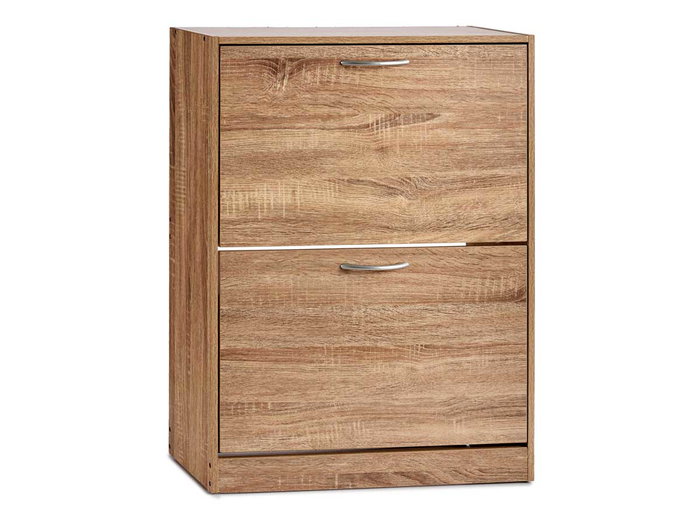 Giftdecor Zapatero Madera 2 Pisos Color Beige Roble 60x80x24 cm