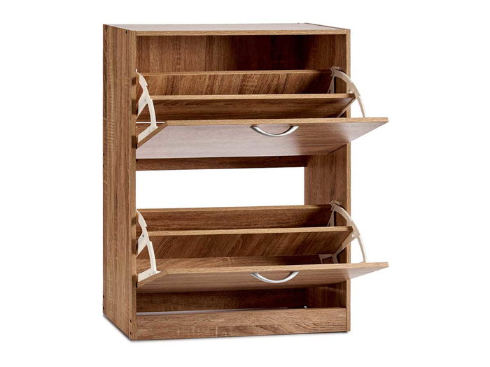 Giftdecor Zapatero Madera 2 Pisos Color Beige Roble 60x80x24 cm