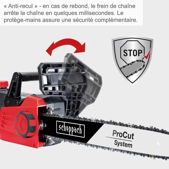 Scheppach Motosierra Eléctrica CSE2700 - 2700 W - Negro y Rojo - Espada 45,5 cm