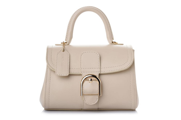 Vince Camuto Bolso de Mano Crema Cuero de Polivinilo Elegante y Sofisticado 22x12.5x16.5cm