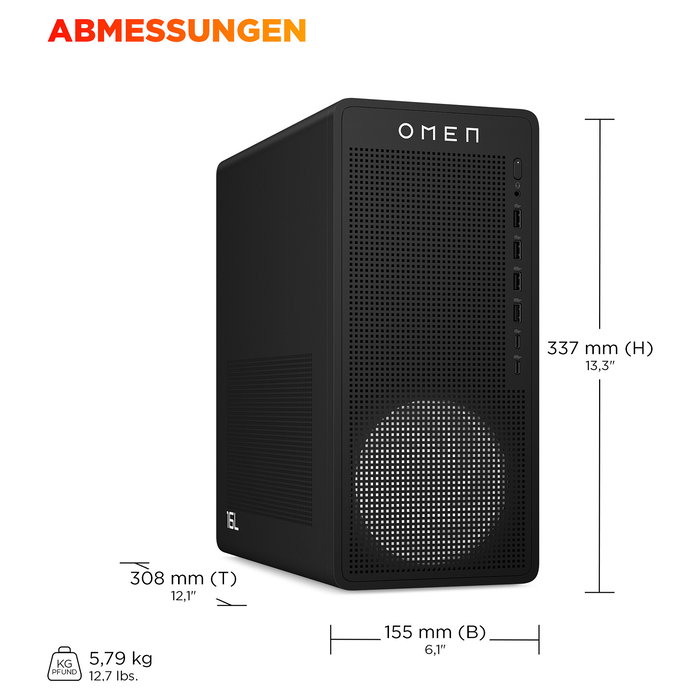 HP 16L Gaming Desktop TG03-0186ng Schwarz Gaming PC ohne Betriebssystem