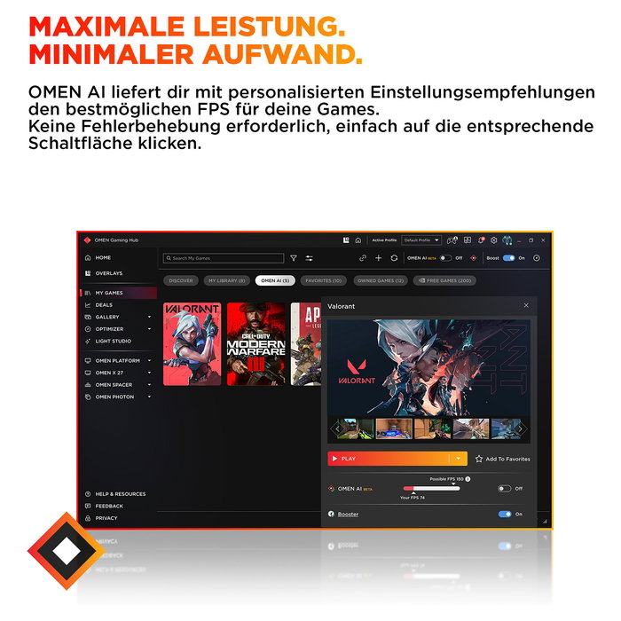 HP 16L Gaming Desktop TG03-0186ng Schwarz Gaming PC ohne Betriebssystem