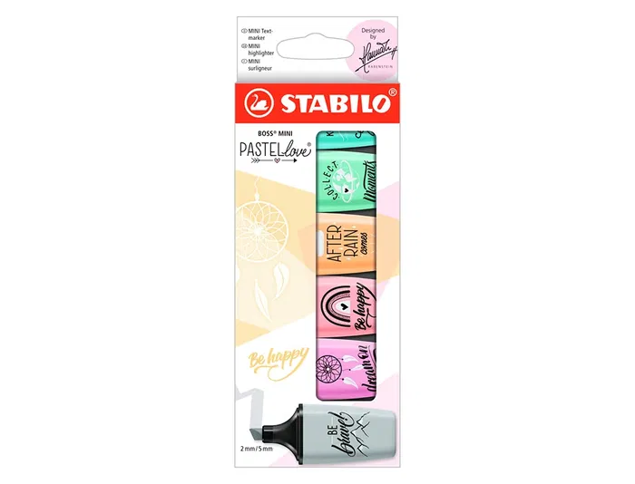 Stabilo Rotulador Boss Mini Pastel Love Estuche 6 Unidades Colores Surtidos Punta Biselada Trazo 2-5mm