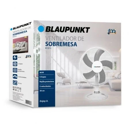 BLAUPUNKT Ventilador de Sobremesa 30 cm, Ventilador de Mesa con 3 Velocidades, Silencioso, Negro - Modelo de 30 cm BLAUPUNKT Ventilador de Sobremesa 30 cm, Ventilador de Mesa con 3 Velocidades, Silencioso, Negro - Modelo de 30 cm