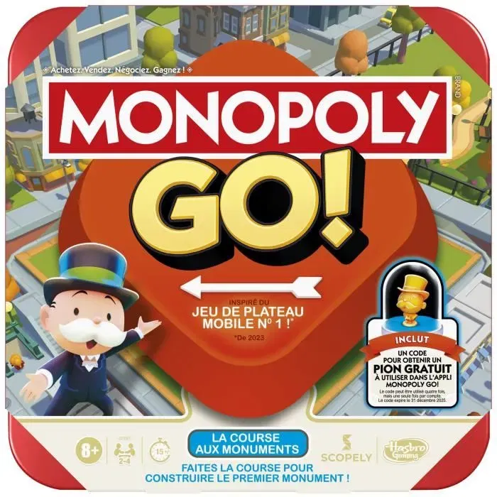 Monopoly HAS5010996279354 Monopoly Go, Juego de mesa familiar a partir de 8 años