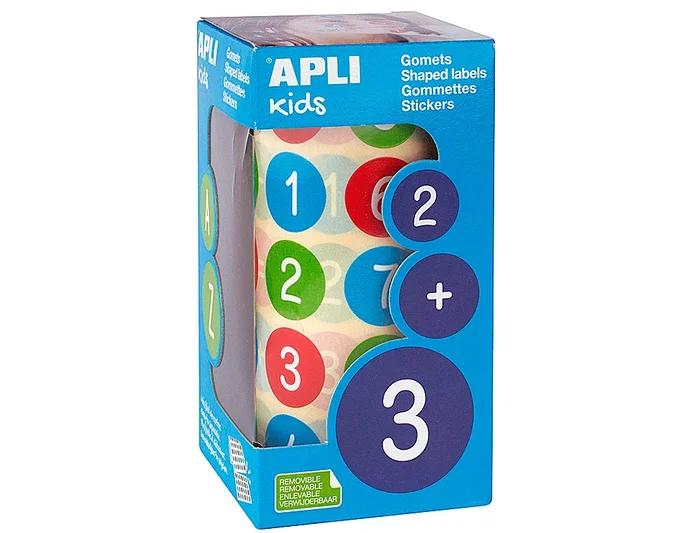 Apli Rollo de Gomets Redondos con Números y Signos de 20 mm Multicolor Apli Rollo de Gomets Redondos con Números y Signos de 20 mm Multicolor