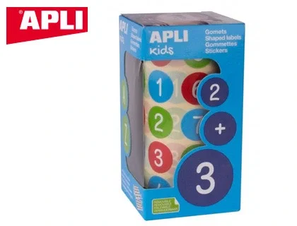 Apli Rollo de Gomets Redondos con Números y Signos de 20 mm Multicolor Apli Rollo de Gomets Redondos con Números y Signos de 20 mm Multicolor
