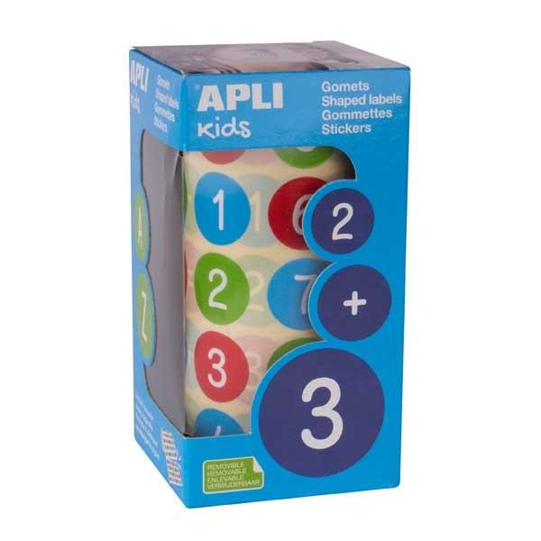 Apli Rollo de Gomets Redondos con Números y Signos de 20 mm Multicolor Apli Rollo de Gomets Redondos con Números y Signos de 20 mm Multicolor