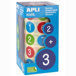 Apli Rollo Gomets Redondos con Números 20 mm Multicolor