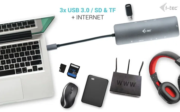 i-tec C31NANODOCKLANPD Docking Station USB-C Nano - 100W PD, HDMI 4K 60Hz, Ethernet Gigabit, 3x USB 3.0, Lector SD/microSD, Compatible Thunderbolt 3