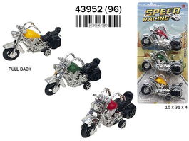 Rama Moto Fricción Carreteras Chopper Pull Back, Incluye 3 ud