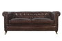 DKD Home Decor Leather top 23 Sofá Vintage Chester 3 Plazas Piel Marrón Oscuro 190 x 77 x 80 cm