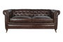 DKD Home Decor Leather top 23 Sofá Vintage Chester 3 Plazas Piel Marrón Oscuro 190 x 77 x 80 cm