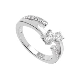 Diamonfire Anillo de Plata con Circonita 4mm, Gris, Talla 16