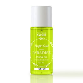 Saphir Bruma Perfumada Tester Paradise Pear & Fig 100 ml - Aroma Pera e Higo para Cuerpo y Cabello - Colección Tropic Gold