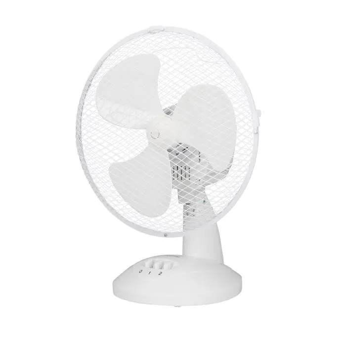 Oceanic Ventilador de Mesa 30W Oscilante, Diámetro 23 cm, 2 Velocidades, Inclinable, Rejilla Protectora, Blanco