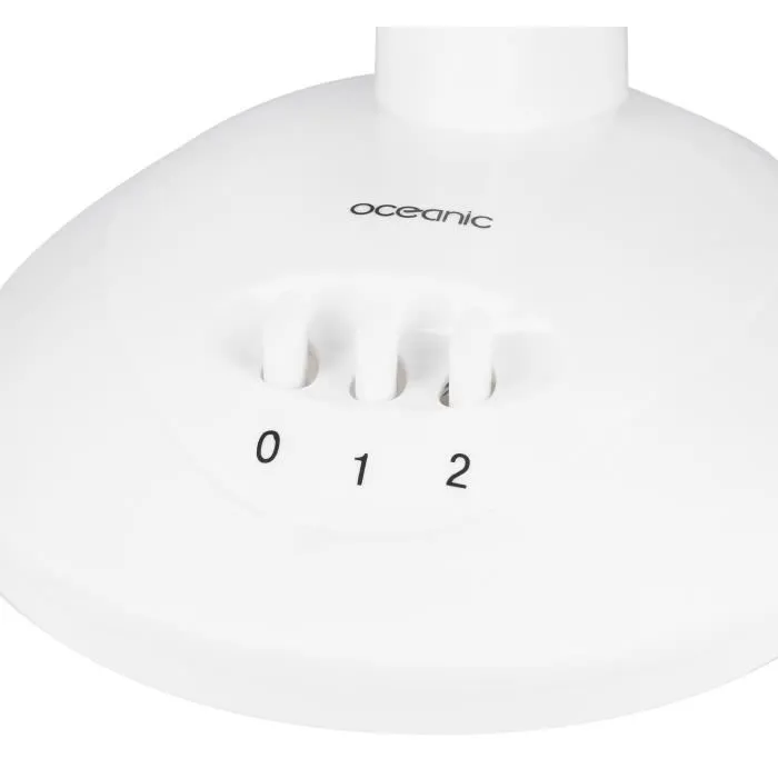 Oceanic Ventilador de Mesa 30W Oscilante, Diámetro 23 cm, 2 Velocidades, Inclinable, Rejilla Protectora, Blanco