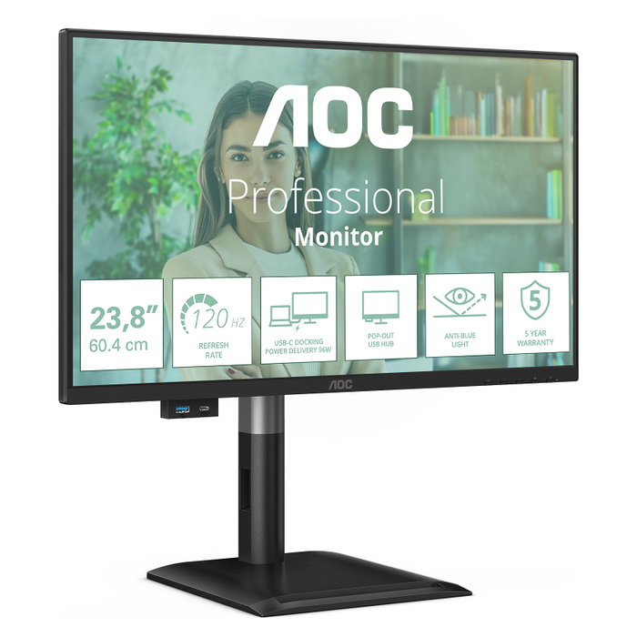 AOC 24P4CV Monitor Gaming 23.8" Full HD IPS 120Hz 4ms USB-C KVM Negro AOC 24P4CV Monitor Gaming 23.8" Full HD IPS 120Hz 4ms USB-C KVM Negro
