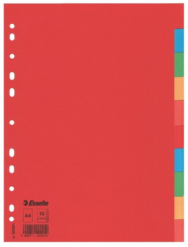 Esselte Separadores Multitaladro de Cartulina A4 con 10 Pestañas Esselte Separadores Multitaladro de Cartulina A4 con 10 Pestañas
