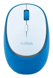 Nilox NXMDWS103 Ratón Inalámbrico Oficina Dual-Wireless RF + Bluetooth Ambidiestro Óptico 1600 DPI Recargable USB-C 500 mAh Azul y Blanco
