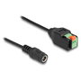 DeLOCK Adaptador DC 5.5 x 2.1 mm Hembra a Bloque de Terminales de 2 Pines con Pulsador, Cable 15 cm Negro/Verde