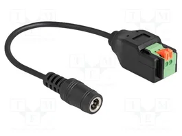 DeLOCK Adaptador de CC 5,5 x 2,1 mm hembra a bloque de terminales de 2 pines con pulsador, 15 cm