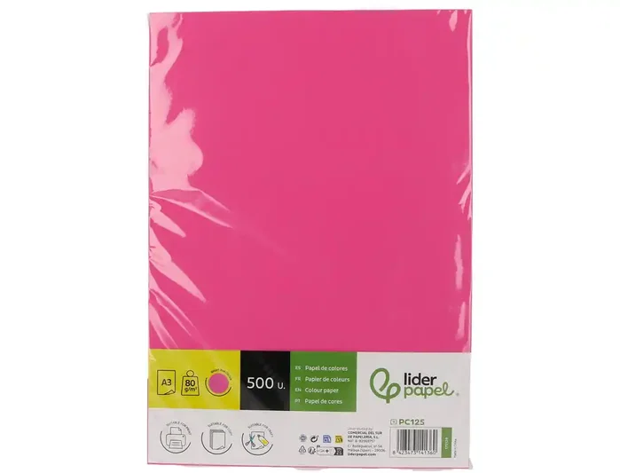 Liderpapel Papel Color Rosa Intenso DIN A3 80 g (500 Hojas)