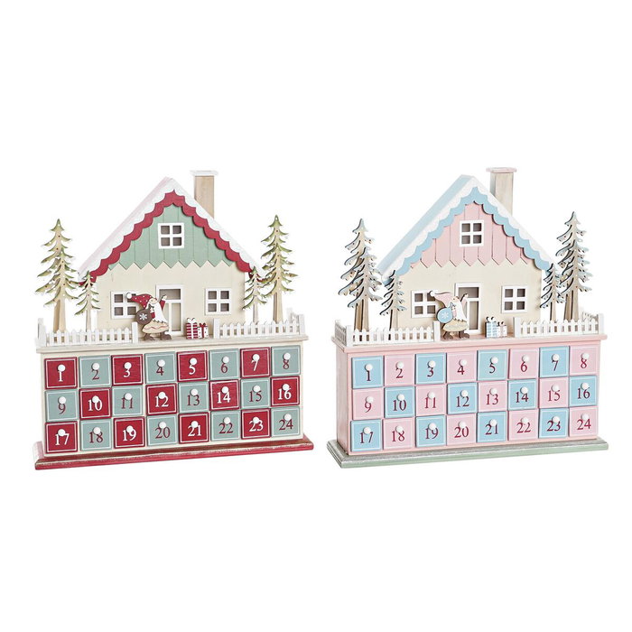 DKD Home Decor Calendario de Adviento de Madera con Diseño de Casa y LED, Surtido de 2 Unidades DKD Home Decor Calendario de Adviento de Madera con Diseño de Casa y LED, Surtido de 2 Unidades
