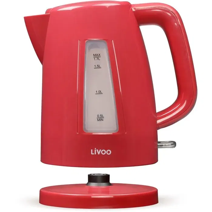 Livoo Hervidor de Agua DOD184RC 2200W 1.7L Rojo Base Giratoria 360°