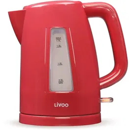 Livoo Hervidor de Agua DOD184RC 2200W 1.7L Rojo Base Giratoria 360°
