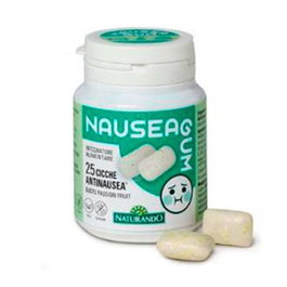 NATURANDO Nauseagum 25 Chicles para Aliviar Náuseas por Viajes, Embarazo o Migrañas - Sabor Maracuyá