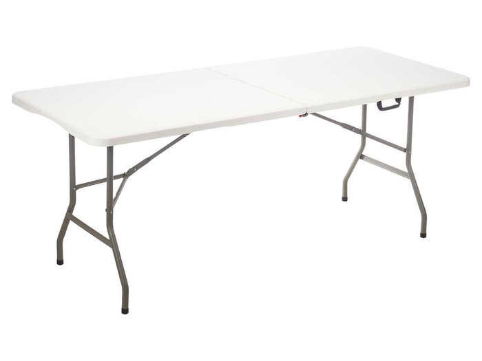 Ibergarden Mesa Plegable Resina 180 cm Blanco Gris 90x70x6.5 cm Plástico Metal