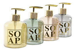 DKD Home Decor Dosificador Cristal y ABS 8 x 14 x 8 cm Ambar Verde Oscuro 350ml (12 Unidades)