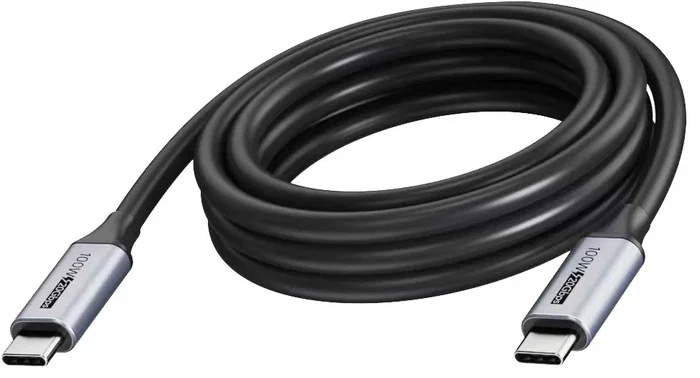 Vision TC 5MUSBC/BL Cable USB-C a USB-C 5 m USB 3.2 Gen 2 (20 Gbps, 100 W), Carga Rápida, 4K@60Hz, Negro/Gris