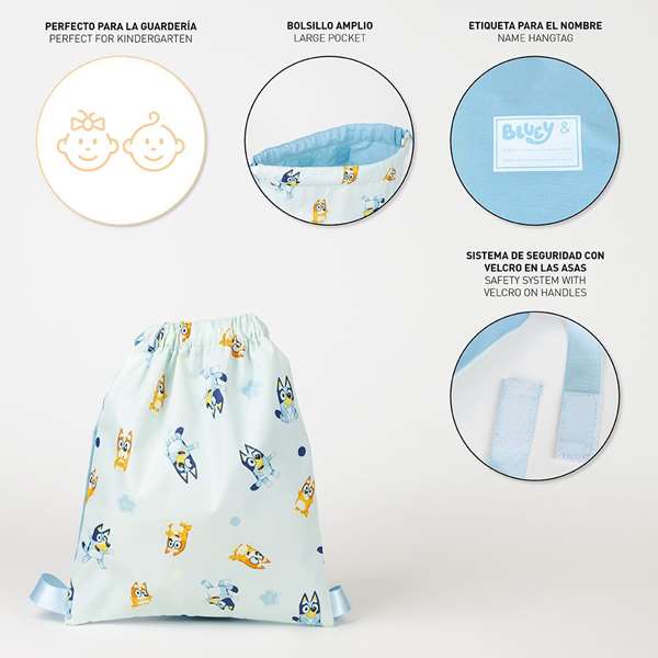 Cerdá Saquito Estampado Bluey para Niños 27 x 33 cm – Ideal para Guardería o Juguetes Cerdá Saquito Estampado Bluey para Niños 27 x 33 cm – Ideal para Guardería o Juguetes