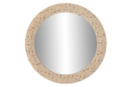 DKD Home Decor Espejo de Lino MDF con Flores Tapizado Beige