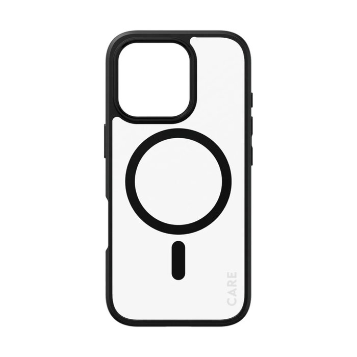 Care CARE by PanzerGlass Flagship Case Transparente con Marco Negro y MagSafe para iPhone 16 Pro