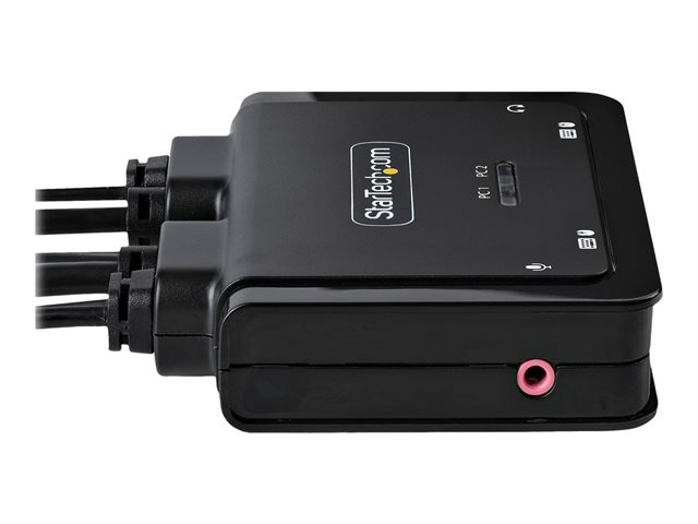 StarTech.com C2-D46-UC2-CBL-KVM Interruptor KVM USB-C para 2 Portátiles, DisplayPort 4K 60Hz, Negro