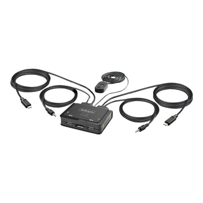 StarTech.com C2-D46-UC2-CBL-KVM Interruptor KVM USB-C para 2 Portátiles, DisplayPort 4K 60Hz, Negro