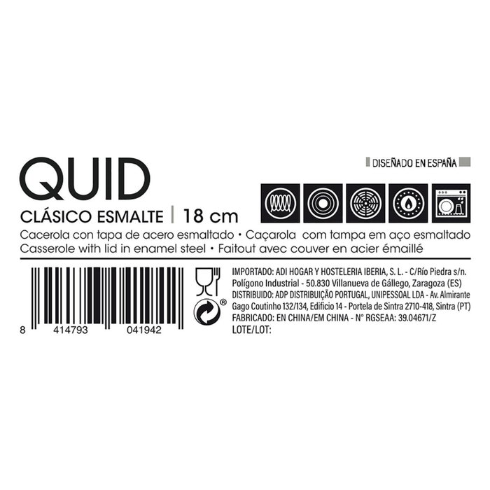Quid Cacerola Acero Esmaltado Clasico Esmalte 18 cm - 2 L Marrón