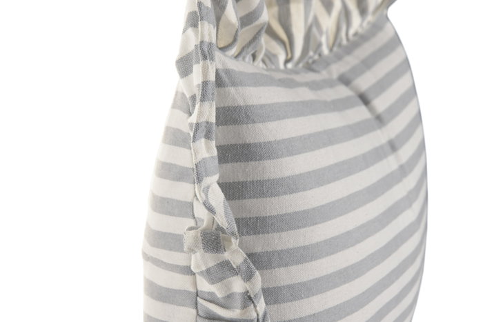 DKD Home Decor Cojín de Algodón Reciclado Gris con Volante de Rayas (Pack de 2)