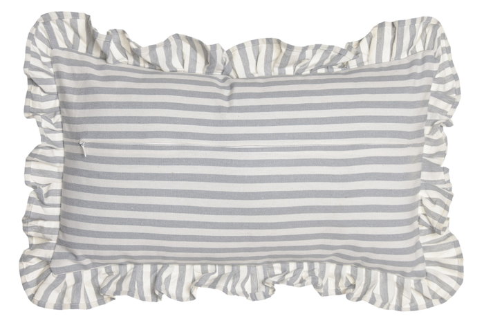 DKD Home Decor Cojín de Algodón Reciclado Gris con Volante de Rayas (Pack de 2)