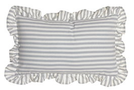 DKD Home Decor Cojín de Algodón Reciclado Gris con Volante de Rayas (Pack de 2)