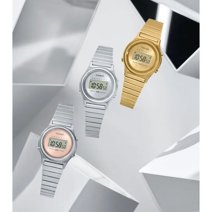 Casio Reloj Digital Unisex LA700WEG con Correa Dorada a Prueba de Agua de Cuarzo