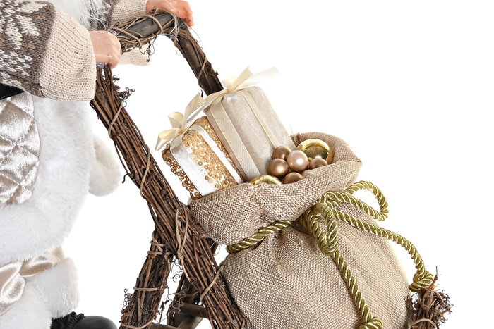 DKD Home Decor Figura de Papá Noel en Trineo Champán y Gris