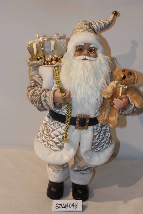 DKD Home Decor Figura de Papá Noel en Trineo Champán y Gris