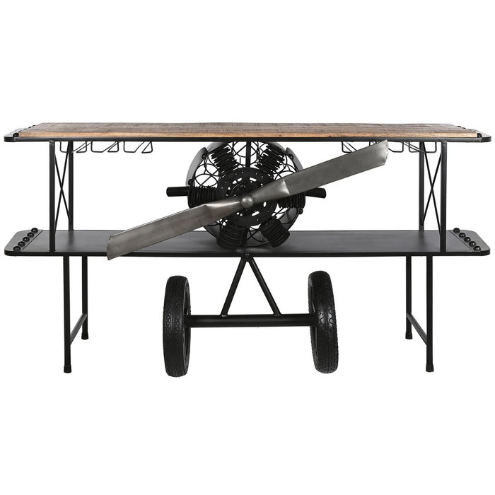 DKD Home Decor Consola Avion Metal y Madera Negro y Natural DKD Home Decor Consola Avion Metal y Madera Negro y Natural