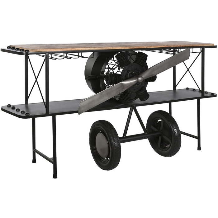 DKD Home Decor Consola Avion Metal y Madera Negro y Natural DKD Home Decor Consola Avion Metal y Madera Negro y Natural