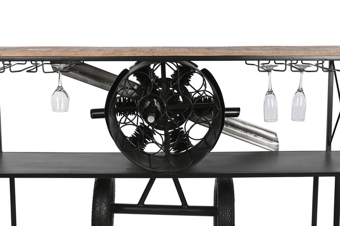 DKD Home Decor Consola Avion Negro Natural Metal Madera 191 x 91 x 58 cm